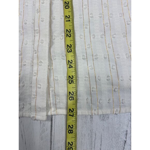 Croft & Barrow Womens XL White Gold Striped Textured Button-Front Blouse - Picture 6 of 16
